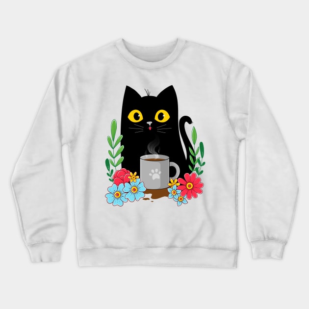 Coffee Cat Crewneck Sweatshirt by GODZILLARGE